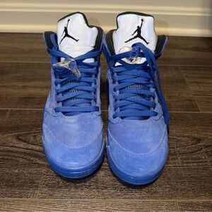 Men’s Jordan Retro 5 Blue Suede Sneakers Sz 8